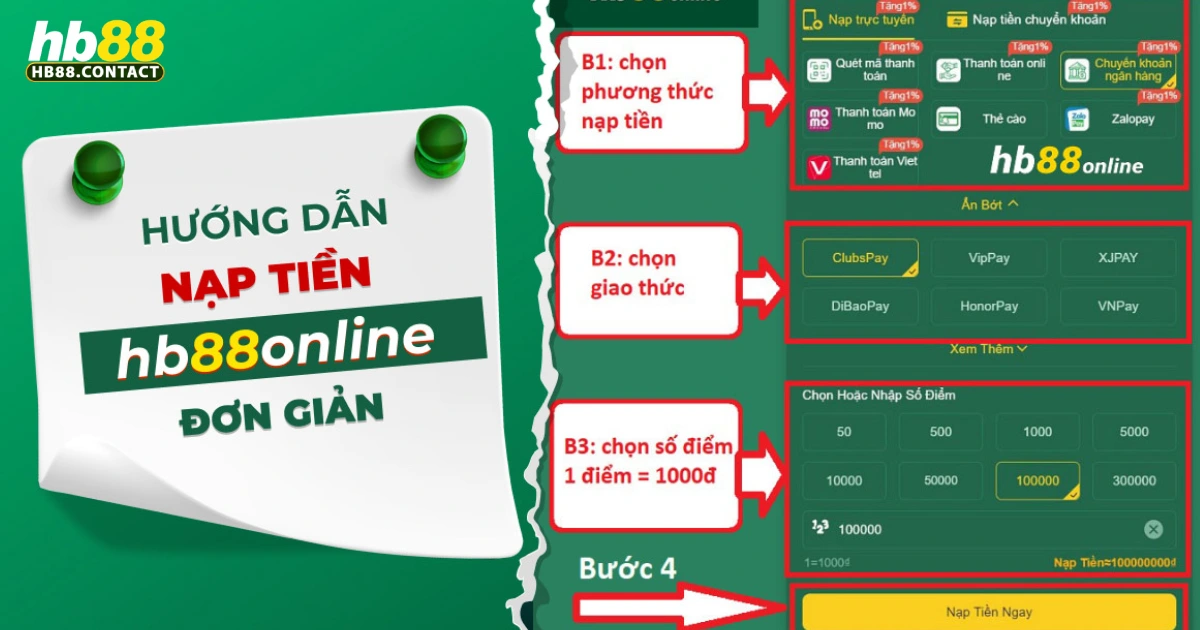 HB88 ⭐️ Link Đăng Ký/Đăng Nhập HB88.Com Uy Tín 28 Cách nạp tiền tại HB88